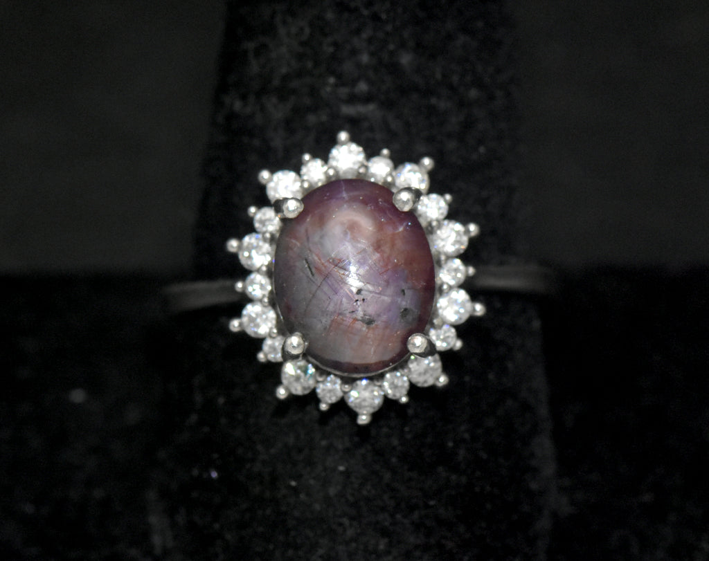 Vintage Star Sapphire/Ruby Sterling Silver Ring - Size 10
