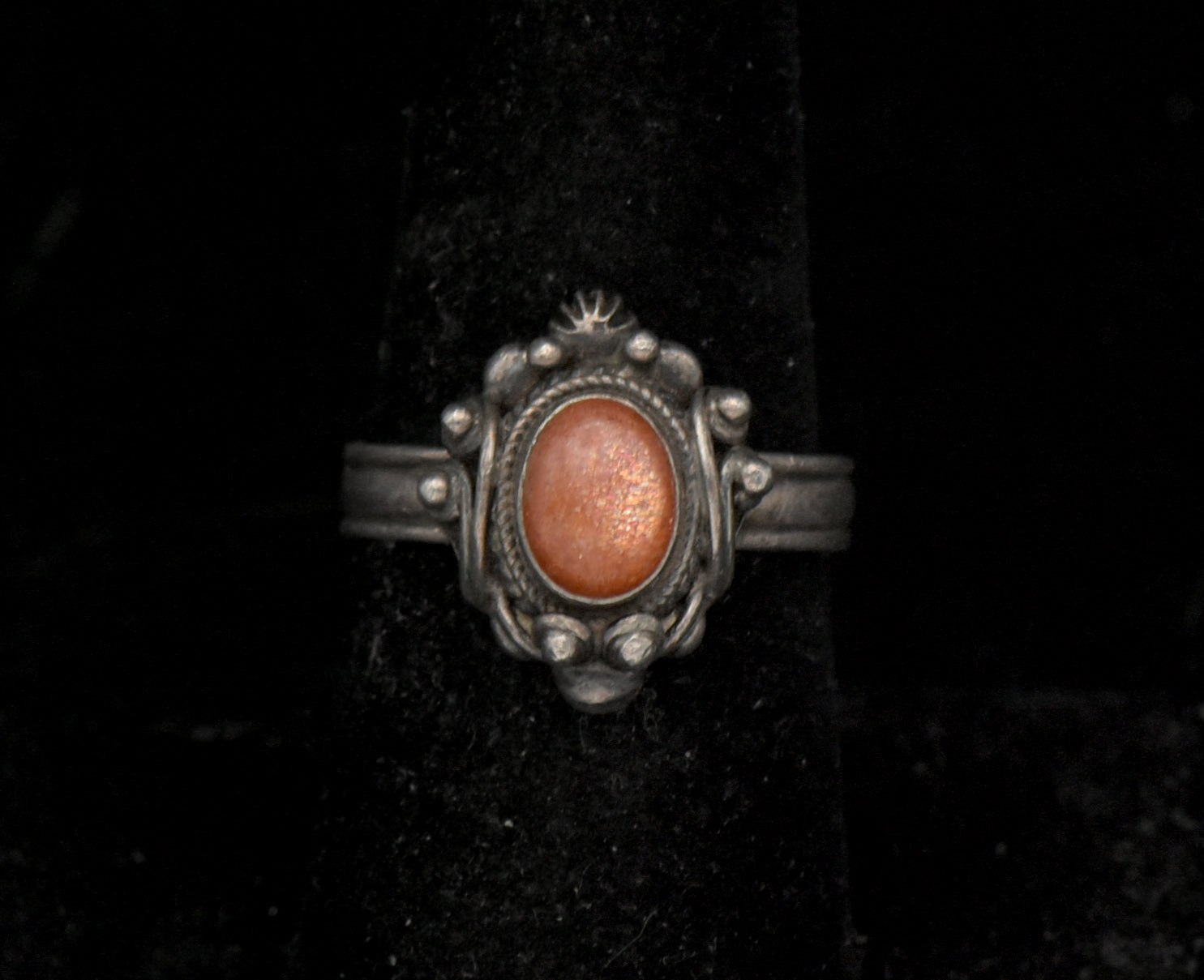 Vintage Handmade Sunstone Sterling Silver Ring - Size 7.5