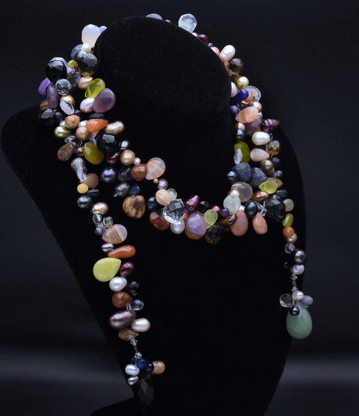 Gemstone Collection Drape Beaded Necklace - 52"