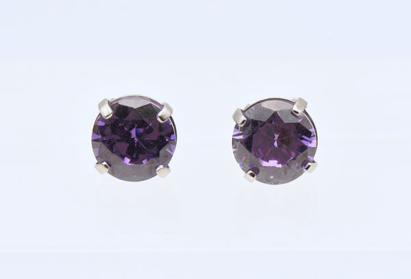 Vintage Imitation Amethyst Stud Earrings