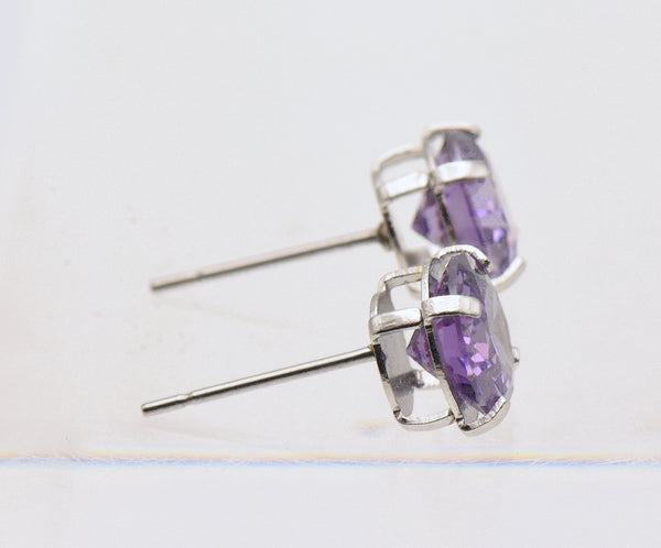 Vintage Imitation Amethyst Stud Earrings