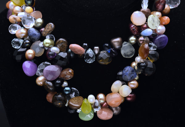 Gemstone Collection Drape Beaded Necklace - 52"