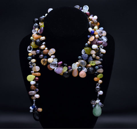 Gemstone Collection Drape Beaded Necklace - 52"