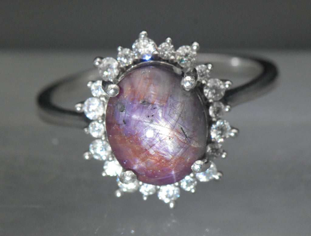 Vintage Star Sapphire/Ruby Sterling Silver Ring - Size 10