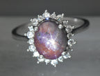 Vintage Star Sapphire/Ruby Sterling Silver Ring - Size 10