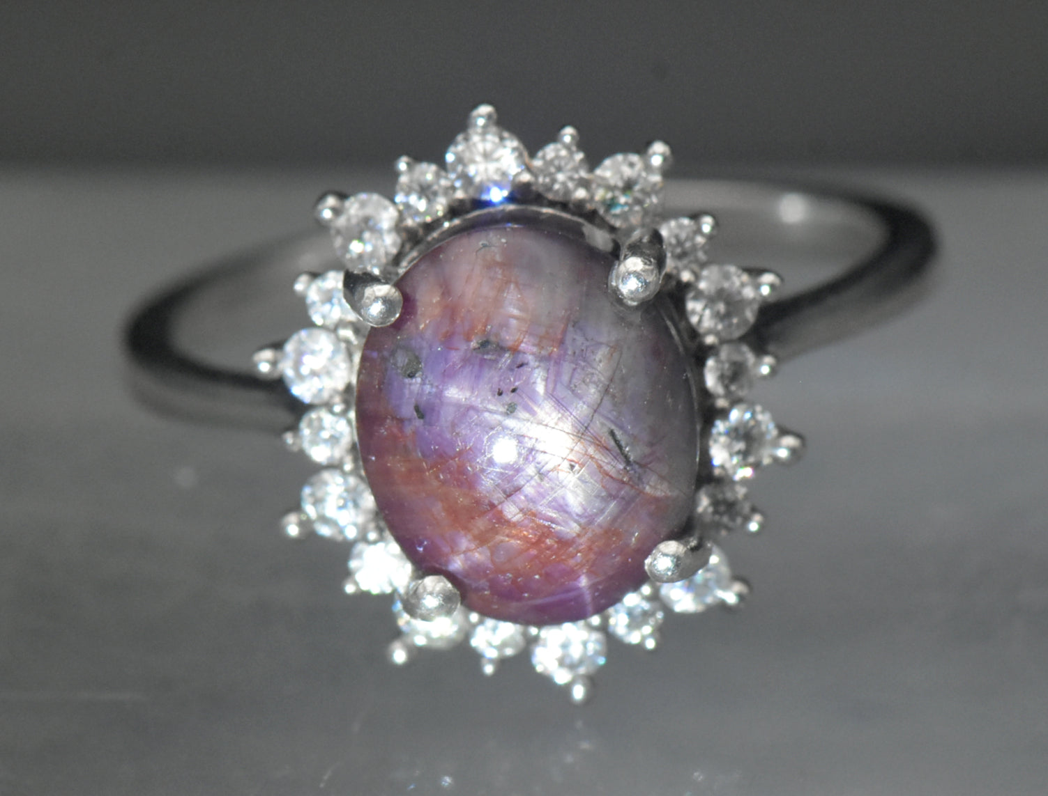Vintage Star Sapphire/Ruby Sterling Silver Ring - Size 10