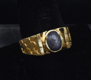 Vintage Synthetic Star Sapphire Gold Plated Salesman Sample Ring - Size 10