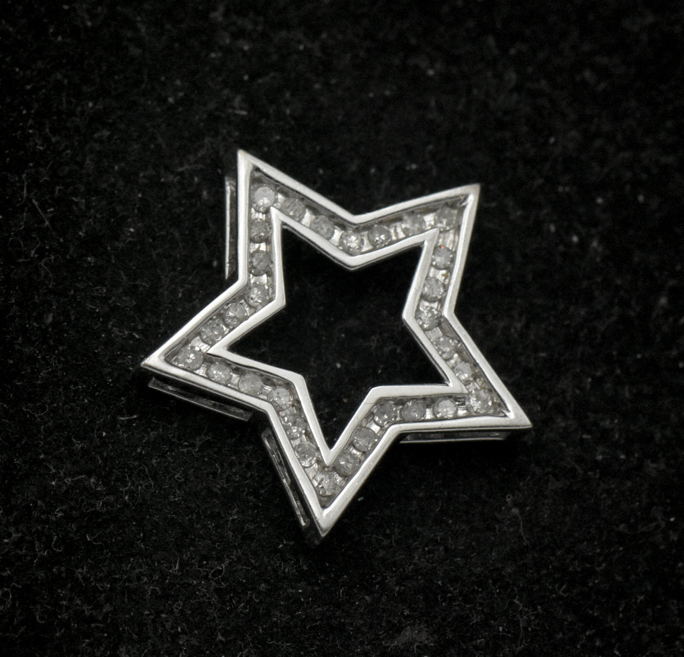 Vintage 10k White Gold and Diamonds Star Slide Pendant