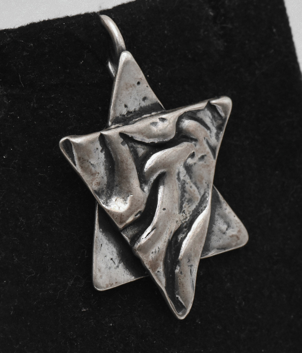 Vintage Sterling Silver Star of David Modernist Pendant