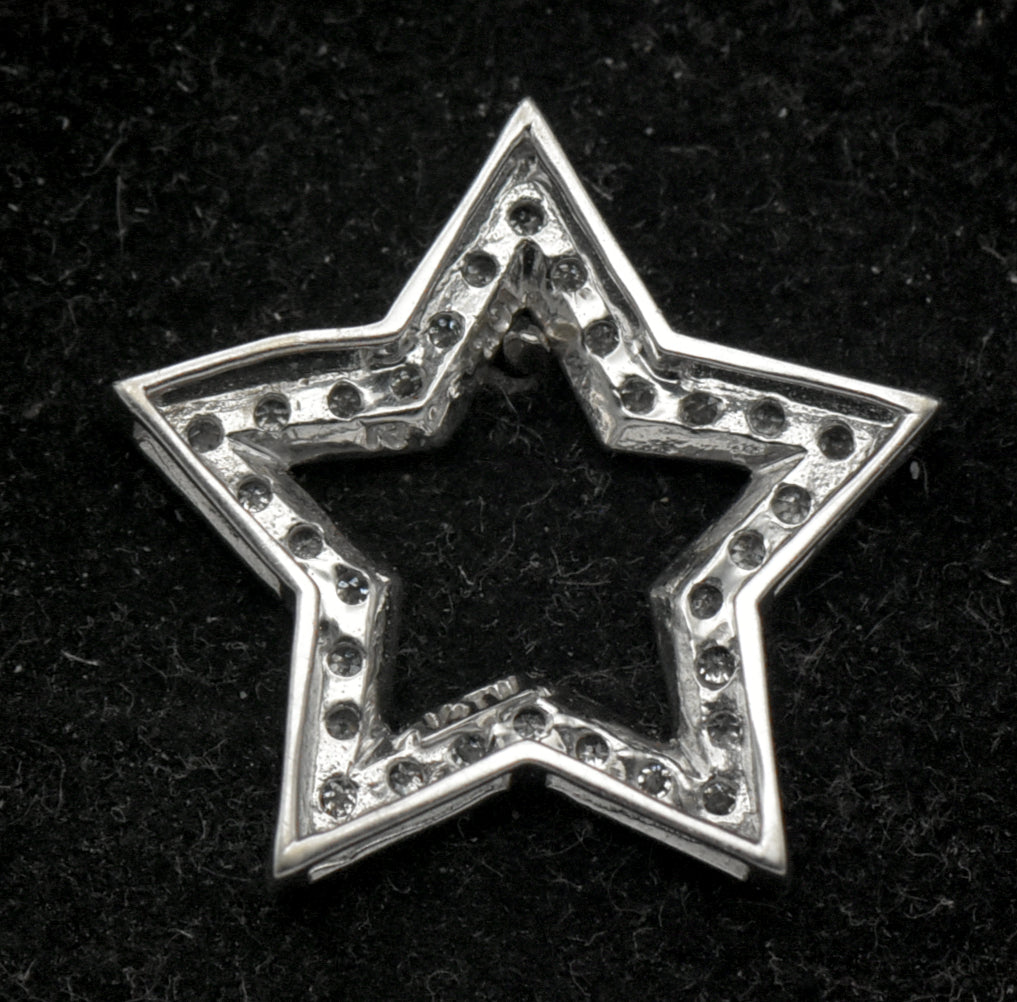 Vintage 10k White Gold and Diamonds Star Slide Pendant