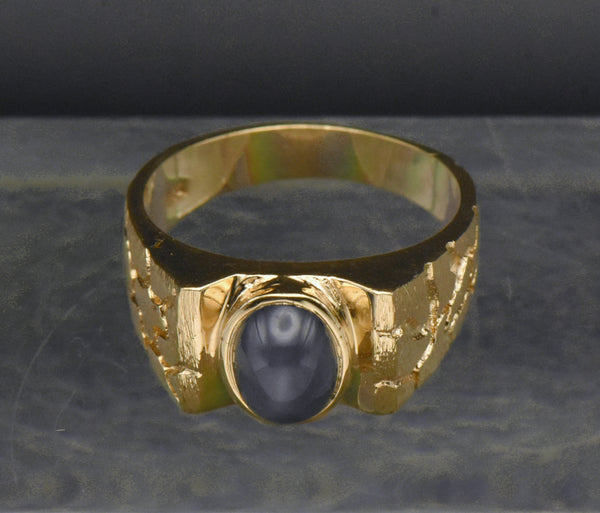 Vintage Synthetic Star Sapphire Gold Plated Salesman Sample Ring - Size 10