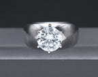 Sterling Silver Cubic Zirconia Solitaire Wide Band Ring - Size 7