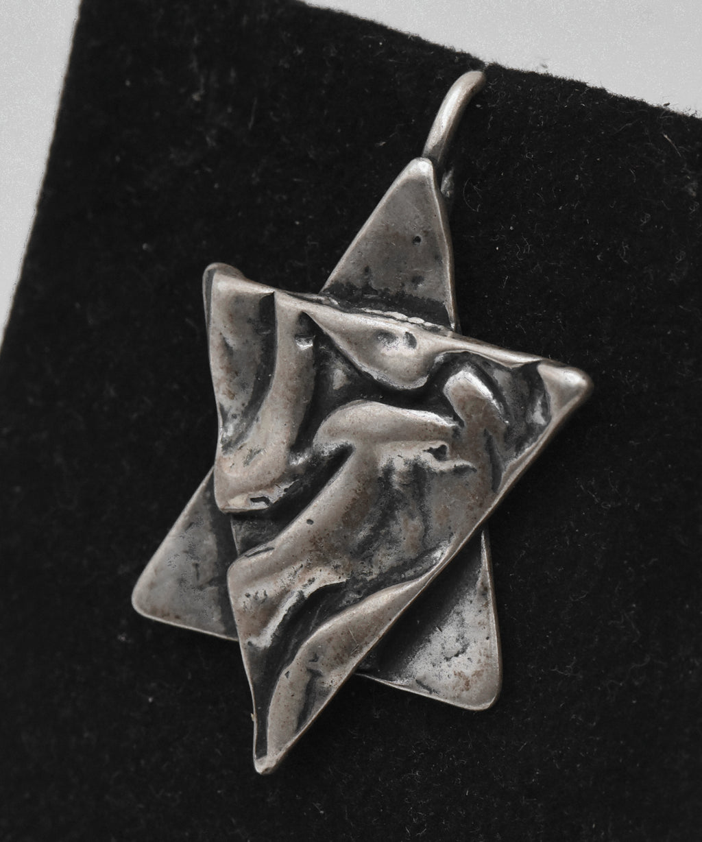 Vintage Sterling Silver Star of David Modernist Pendant