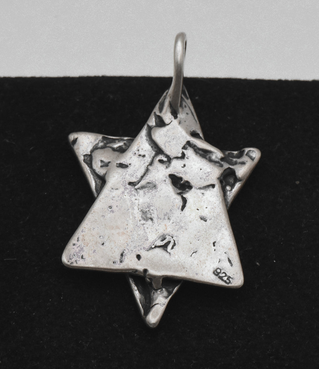 Vintage Sterling Silver Star of David Modernist Pendant