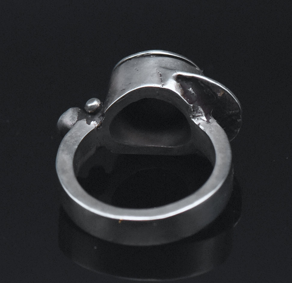 Vintage Handmade Garnet Sterling Silver Ring - Size 4