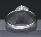 Sterling Silver Cubic Zirconia Solitaire Wide Band Ring - Size 7