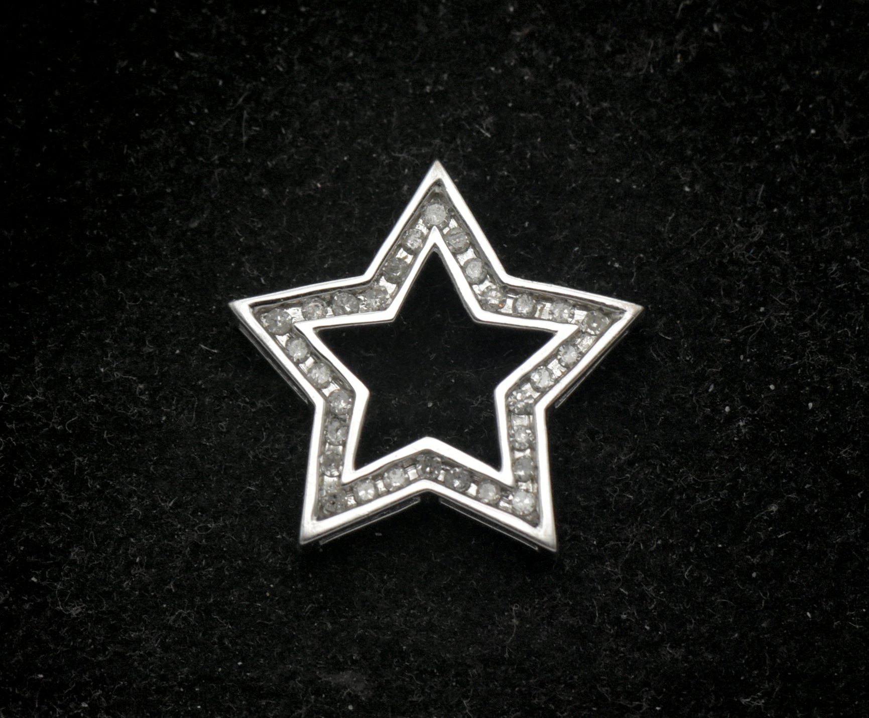 Vintage 10k White Gold and Diamonds Star Slide Pendant