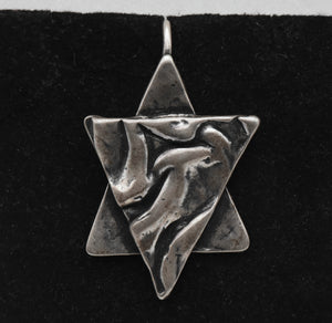 Vintage Sterling Silver Star of David Modernist Pendant