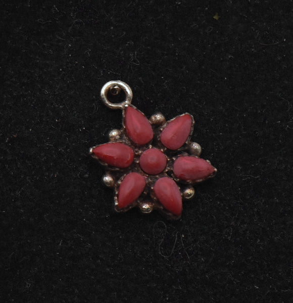 Vintage Sterling Silver and Red Enamel Pendant
