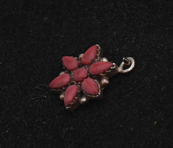 Vintage Sterling Silver and Red Enamel Pendant