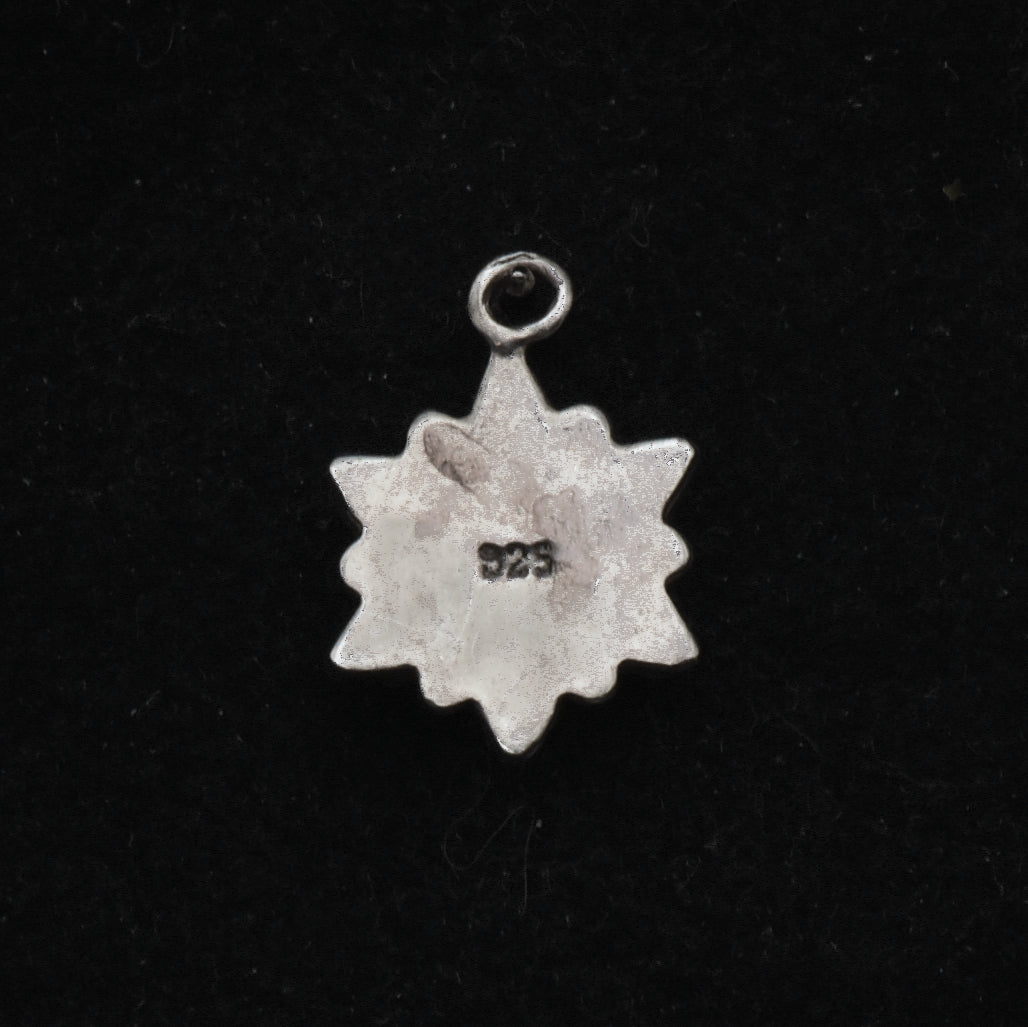 Vintage Sterling Silver and Red Enamel Pendant