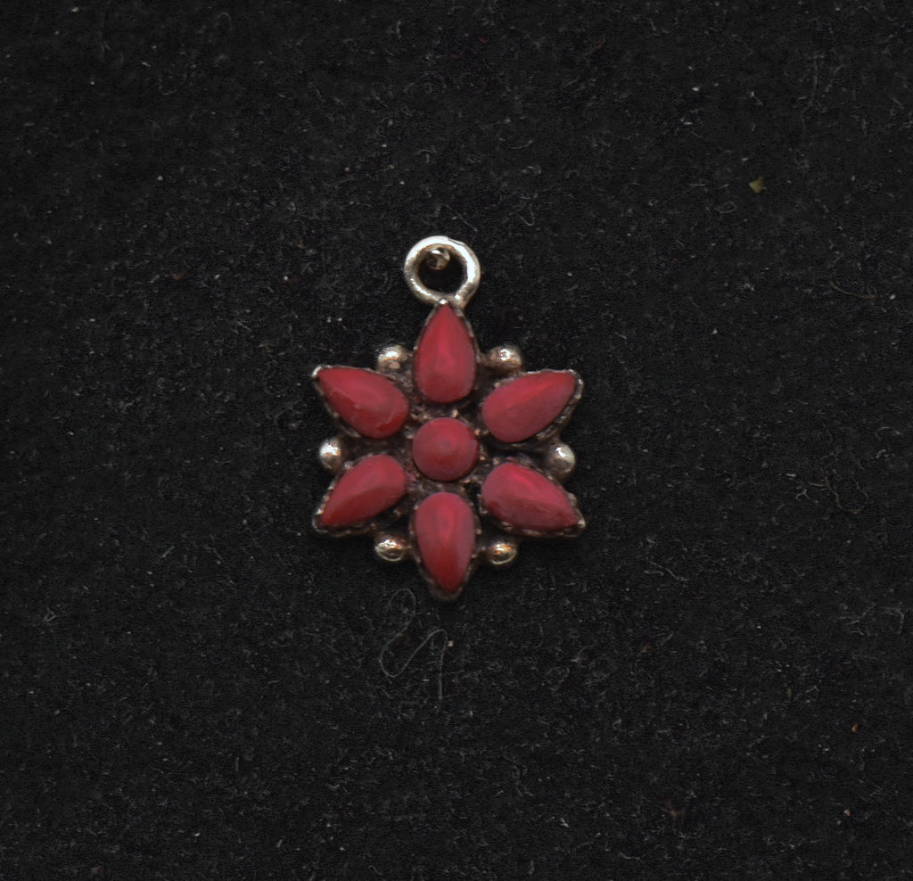 Vintage Sterling Silver and Red Enamel Pendant
