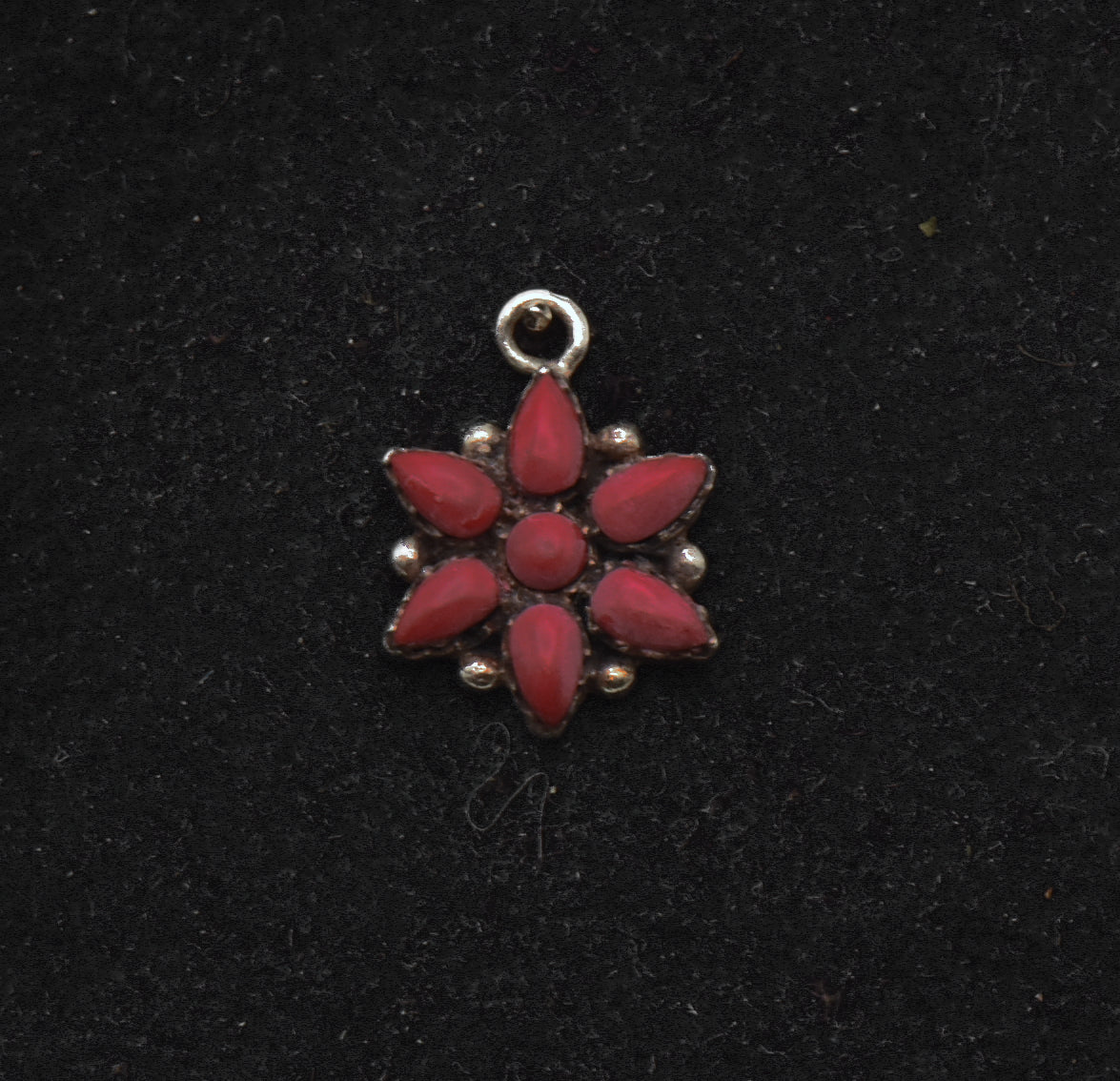Vintage Sterling Silver and Red Enamel Pendant