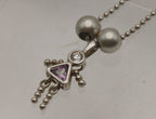 Vintage Sterling Silver Stick Figure Girl Pendant on Sterling Silver Chain Necklace - 18"