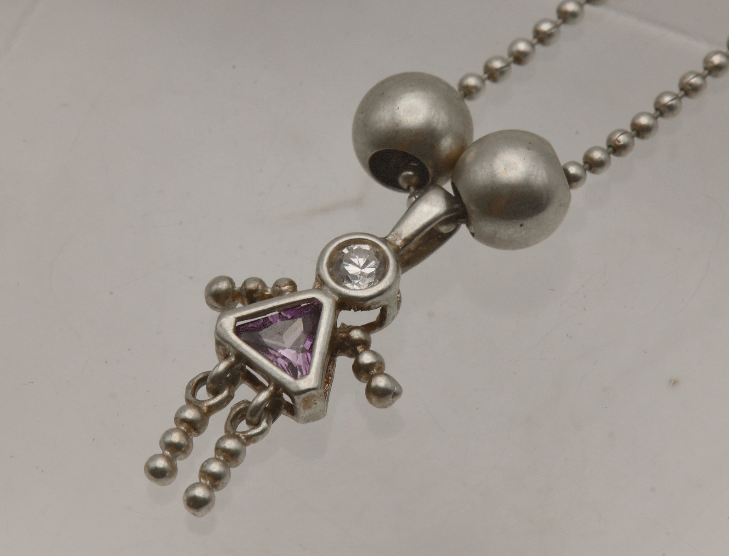 Vintage Sterling Silver Stick Figure Girl Pendant on Sterling Silver Chain Necklace - 18"
