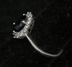 Stauer - Vintage Sapphire and CZ Sterling Silver Halo Ring - Size 6.75