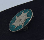 Vintage Handmade Sterling Silver Crushed Stone Inlaid Brooch/Pendant
