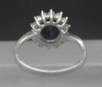 Stauer - Vintage Sapphire and CZ Sterling Silver Halo Ring - Size 6.75