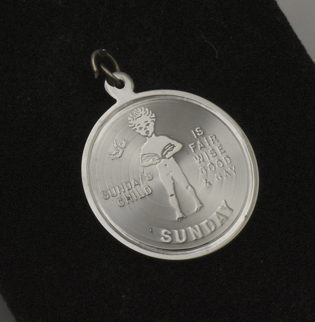Vintage Sterling Silver "Sunday's Child" Birthday Charm Inscribed