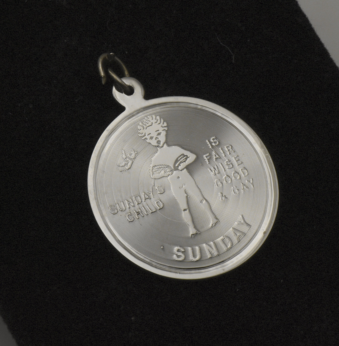 Vintage Sterling Silver "Sunday's Child" Birthday Charm Inscribed