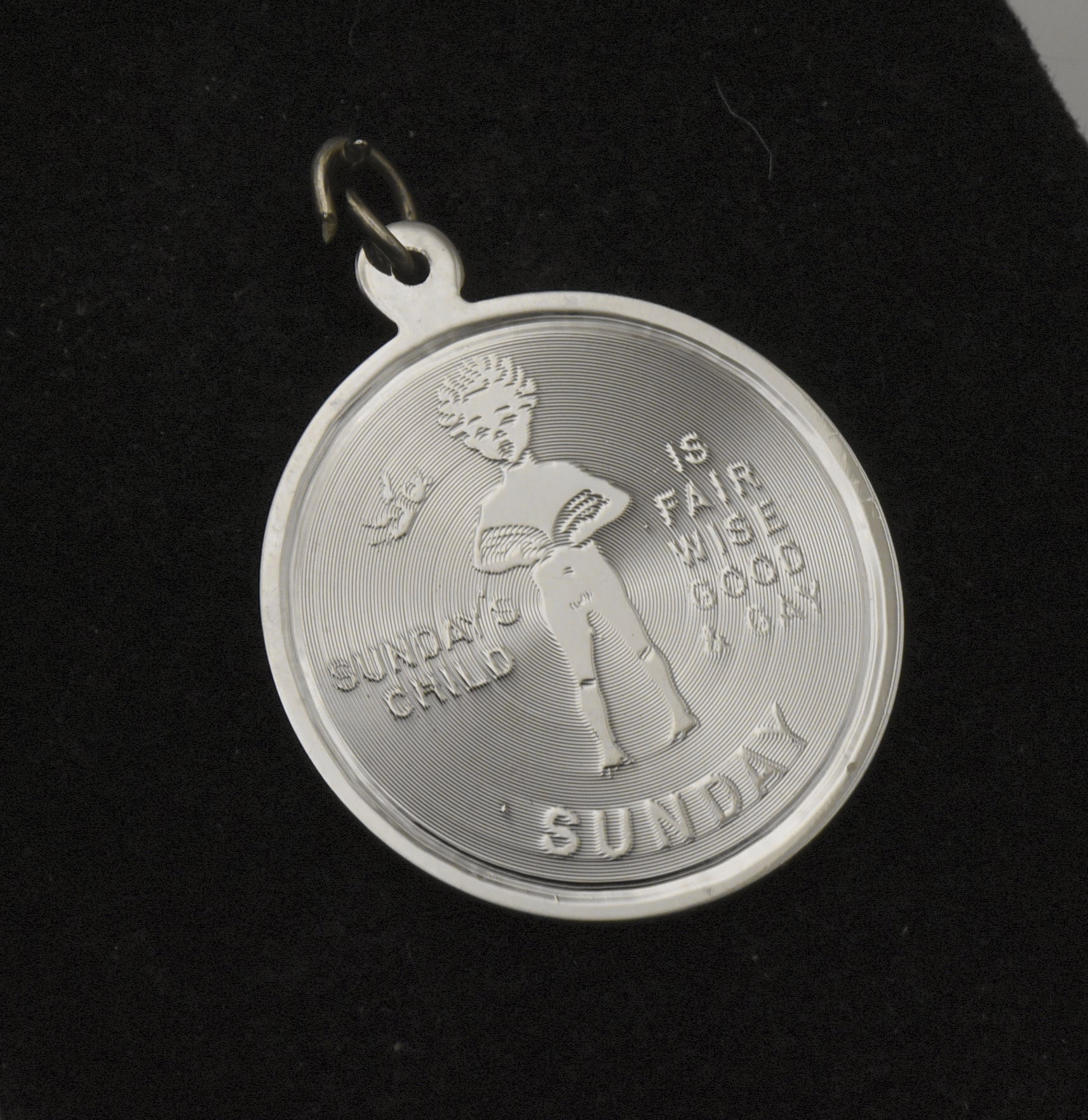 Vintage Sterling Silver "Sunday's Child" Birthday Charm Inscribed