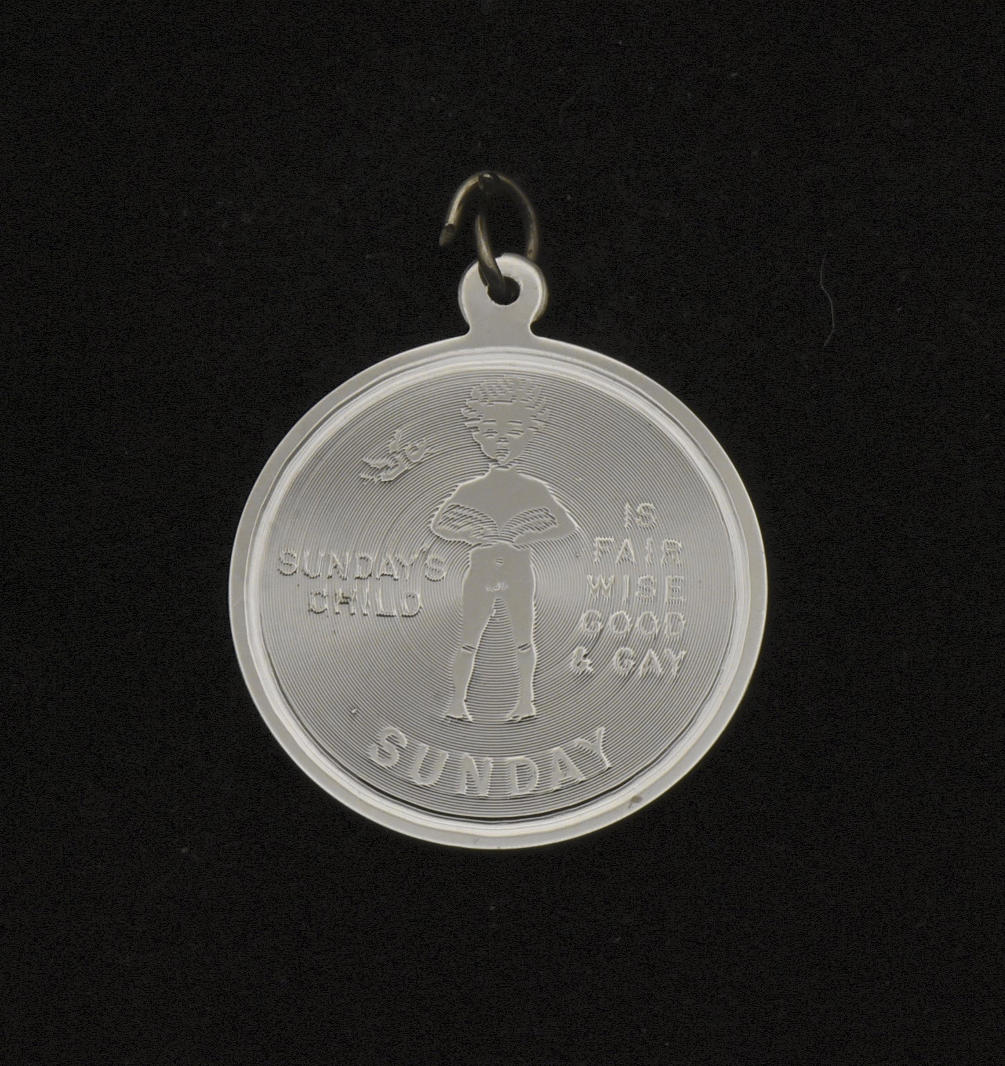 Vintage Sterling Silver "Sunday's Child" Birthday Charm Inscribed