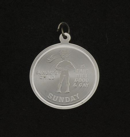 Vintage Sterling Silver "Sunday's Child" Birthday Charm Inscribed