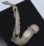 Grady Alexander - Vintage Handmade Sterling Silver and Malachite Saxophone Brooch