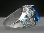 Vintage Synth Blue Spinel Sterling Silver Ring - Size 8.25