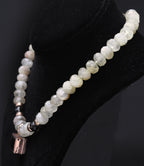 Vintage 14k Rose Gold Smoky Quartz Pendant Quartz Beaded Necklace - 17"