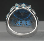 Vintage Synth Blue Spinel Sterling Silver Ring - Size 8.25