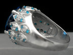 Vintage Synth Blue Spinel Sterling Silver Ring - Size 8.25