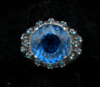 Vintage Synth Blue Spinel Sterling Silver Ring - Size 8.25