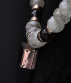 Vintage 14k Rose Gold Smoky Quartz Pendant Quartz Beaded Necklace - 17"