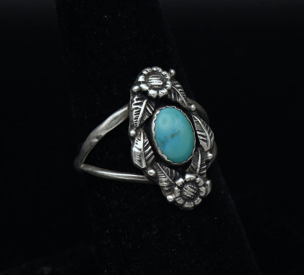 Prairie Fire - Vintage Turquoise Sterling Silver Ring - Size 7