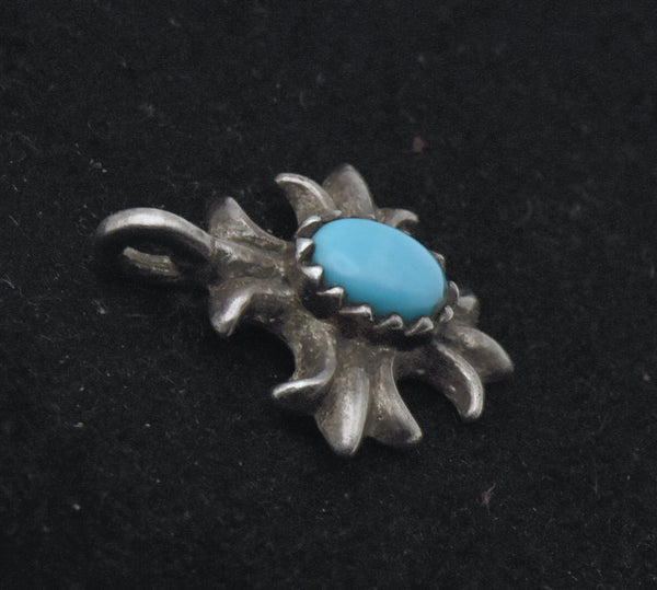 Vintage Turquoise Sterling Silver Cross Pendant