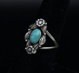 Prairie Fire - Vintage Turquoise Sterling Silver Ring - Size 7