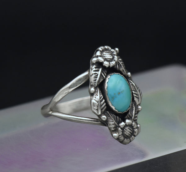 Prairie Fire - Vintage Turquoise Sterling Silver Ring - Size 7