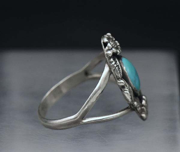 Prairie Fire - Vintage Turquoise Sterling Silver Ring - Size 7