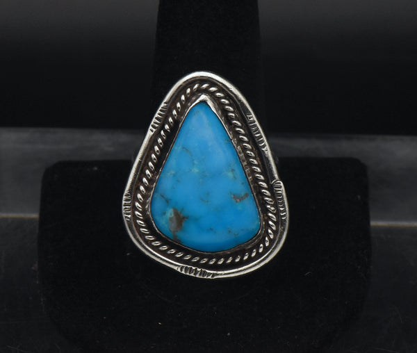 Vintage Handmade Sterling Silver and Turquoise Southwestern Style Ring - Size 11